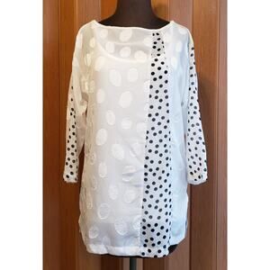 Vecceli Italy NWT size small white polka dot 2 piece blouse